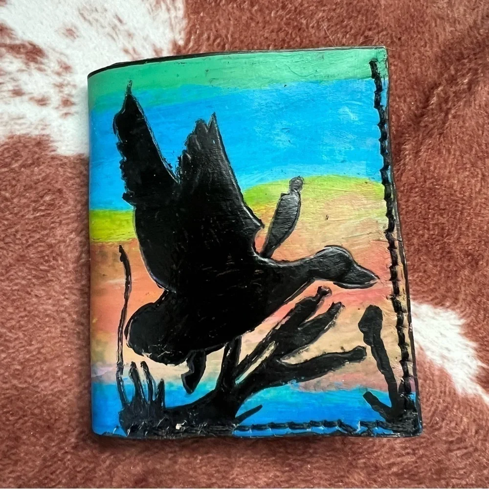 Vintage Mallard Duck Hand Painted Bifold Wallet